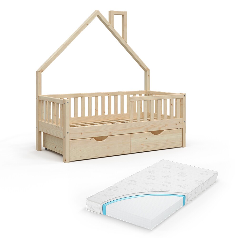VitaliSpa Hausbett Kinderbett Spielbett Noemi 70x140cm inkl. Matratze Schubladen