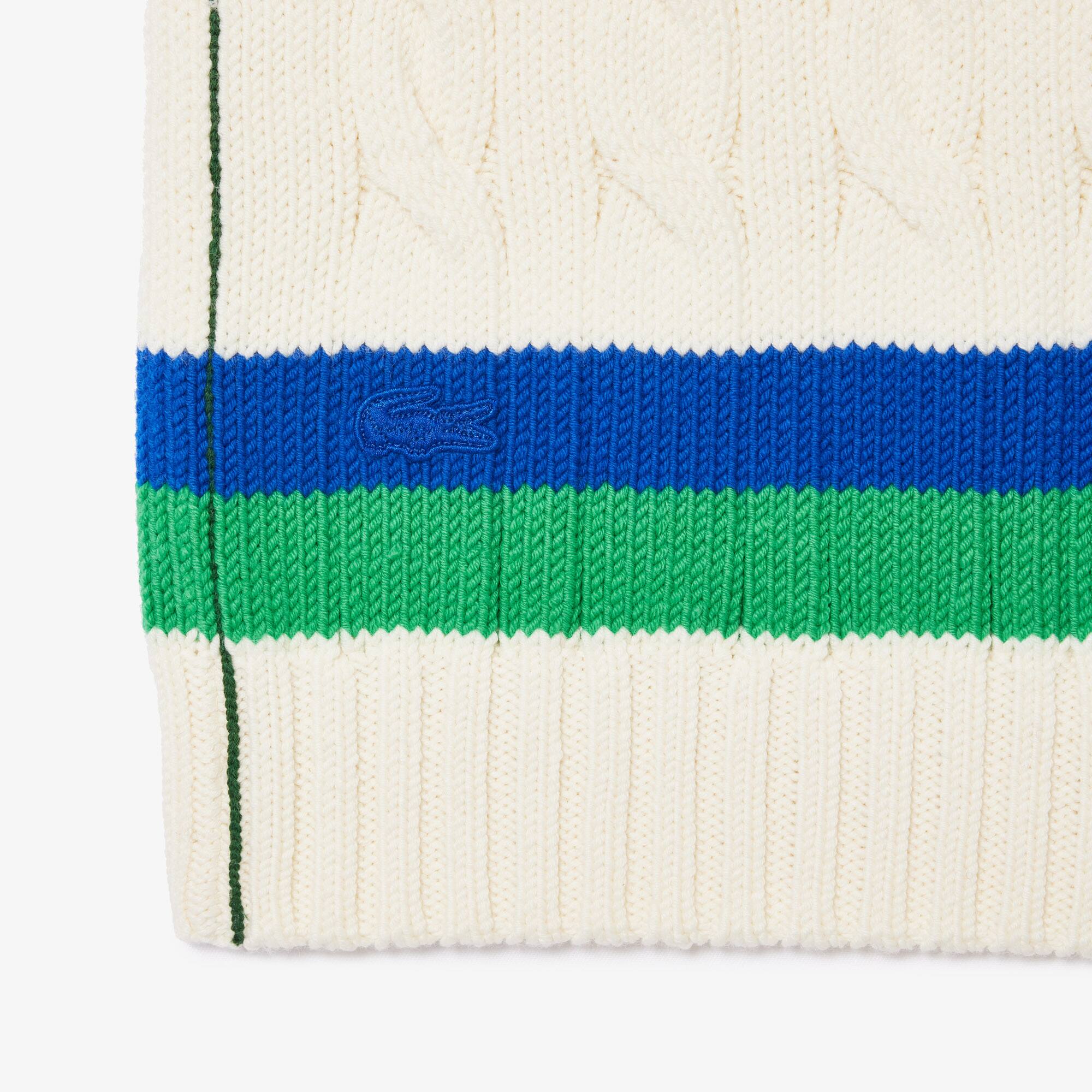 Ärmelloser Pullover im Zopfmuster mit Streifen Pullover - Weiss - Lacoste - Unisex