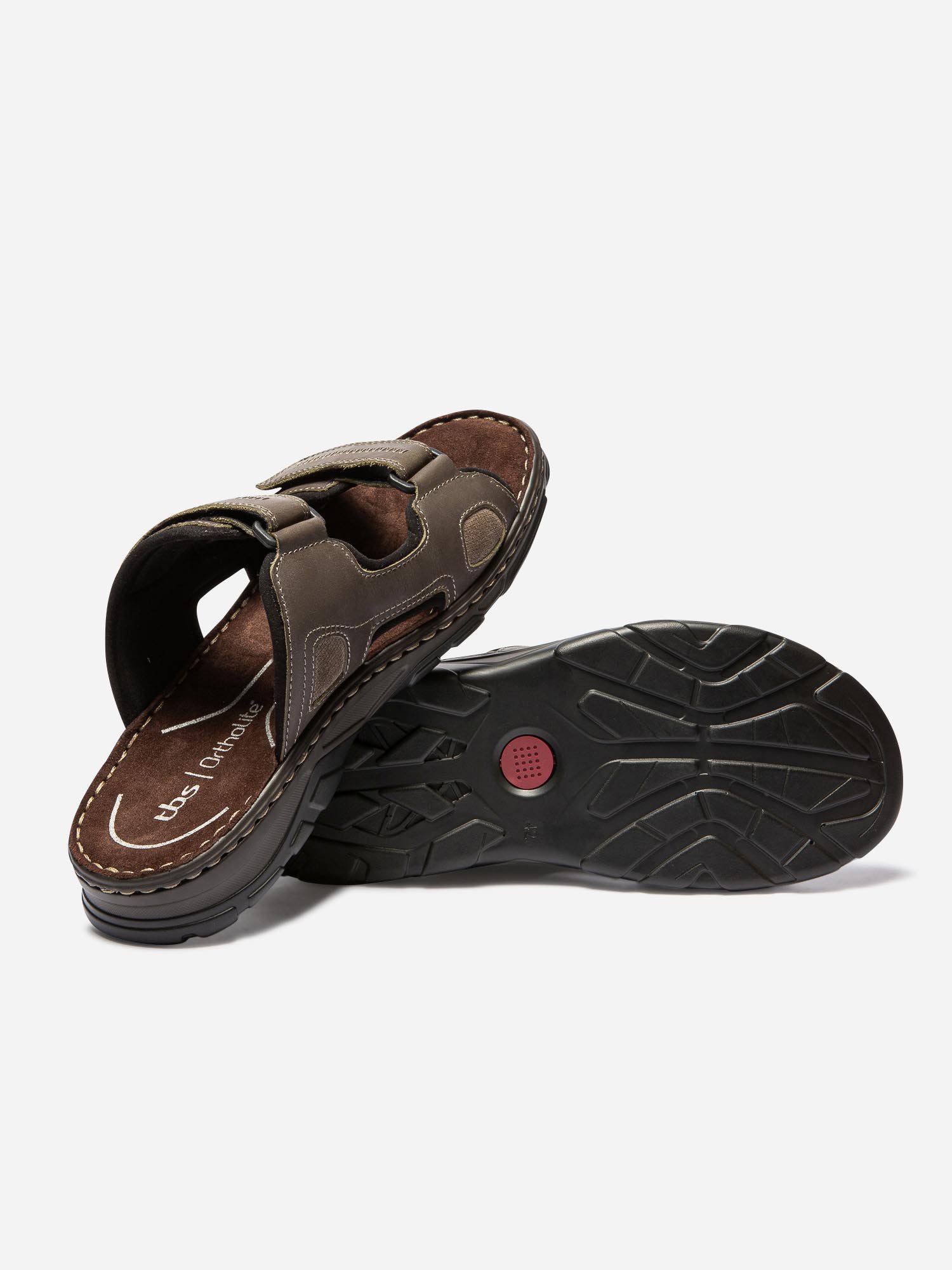 Mules Homme Semelle Ortholite Cuir Kaki