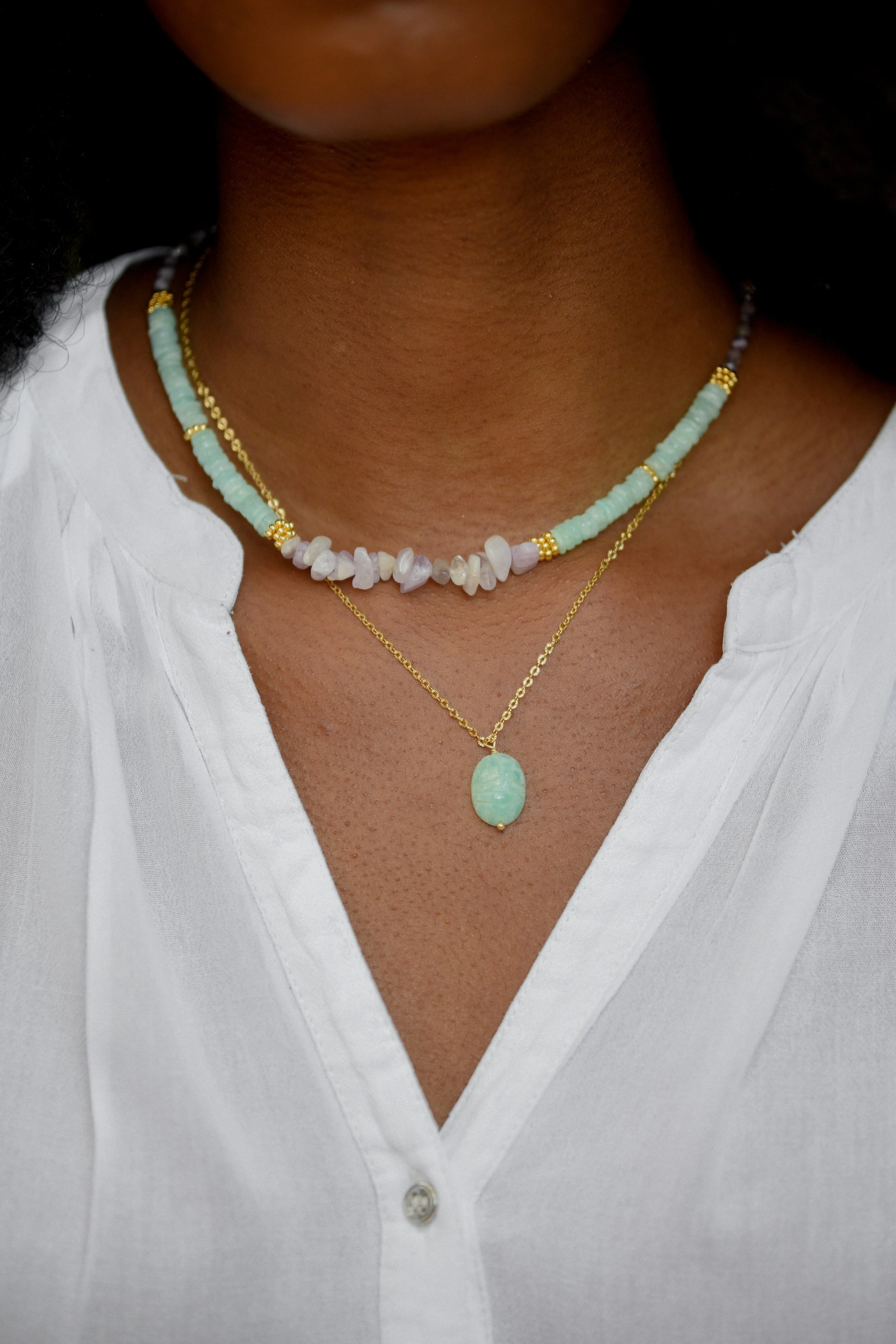 DAYO - Collier amazonite et améthyste | Multicolore