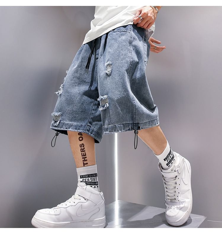 WidoWilder - Mid Rise Washed Denim Shorts