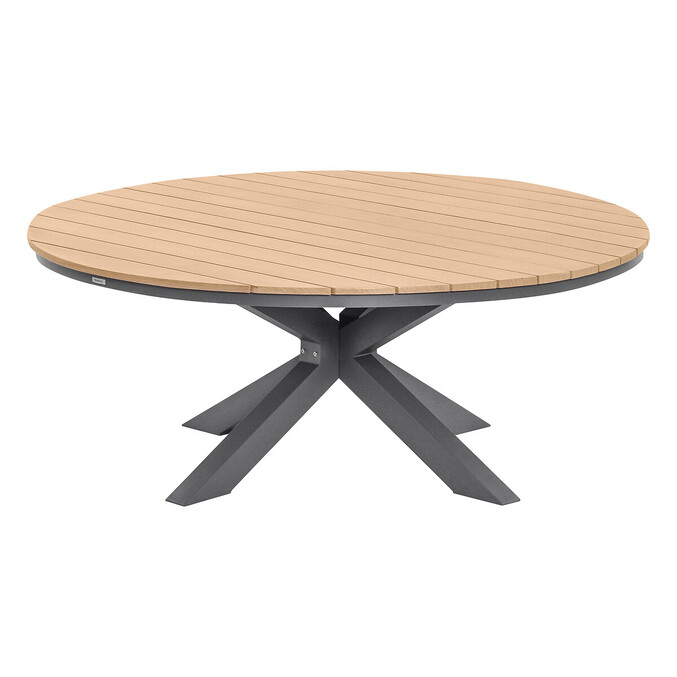 Ensemble table de jardin ronde ORACLION + 12 fauteuils empilables DIESE Graphite