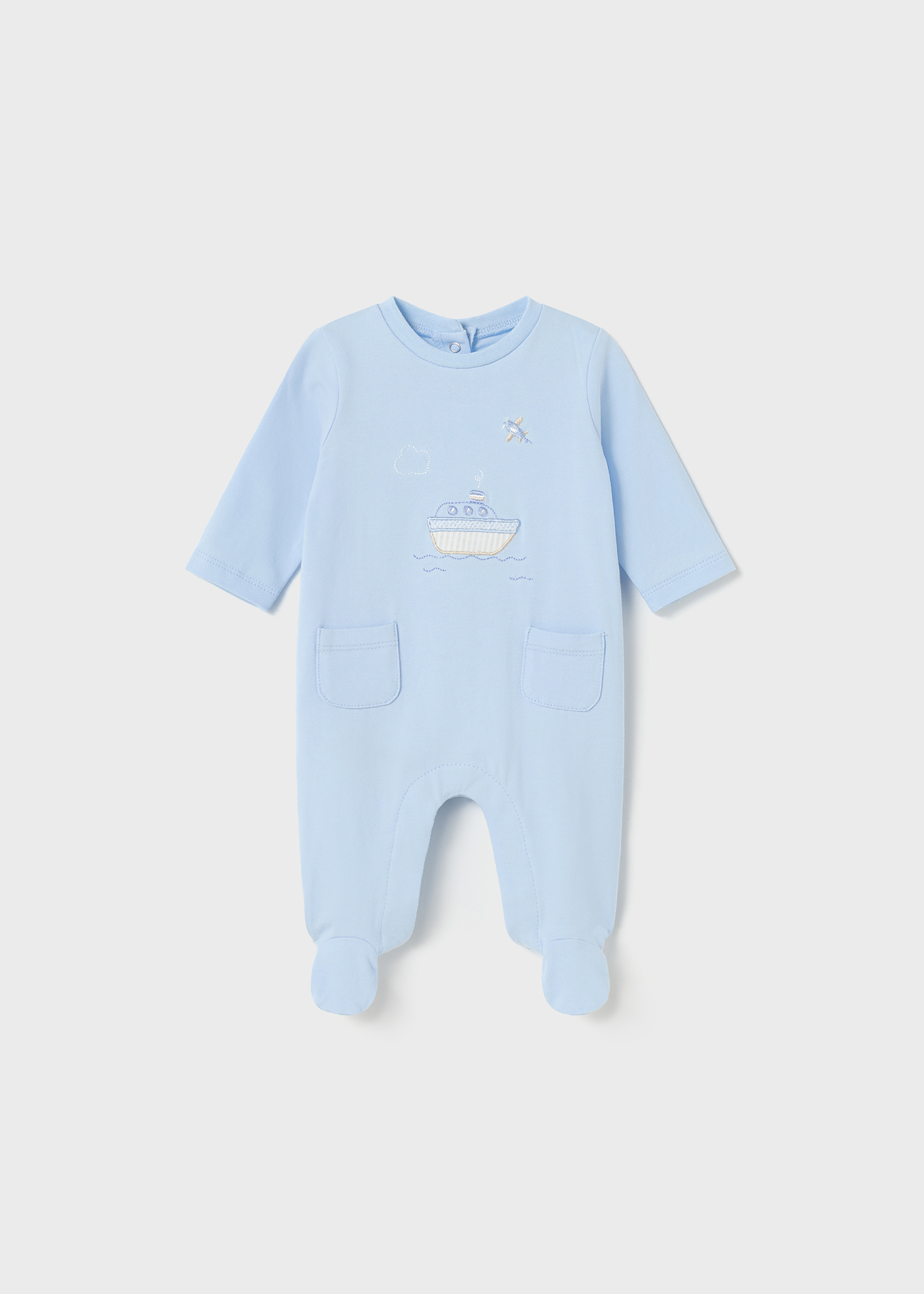 Pijama de algodão estampado para recém-nascido