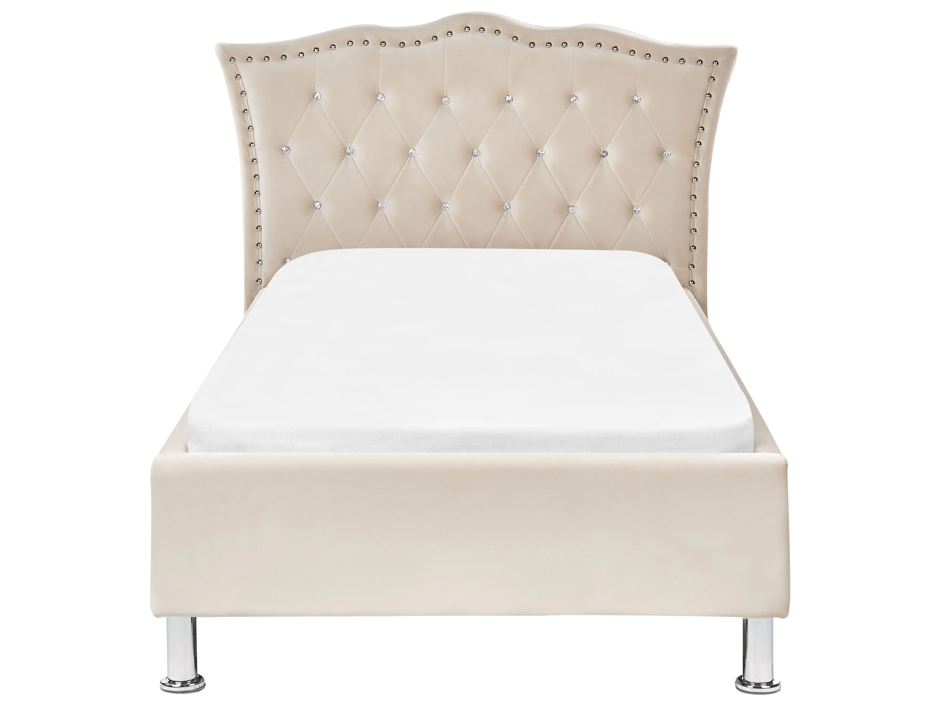 Bed Fluweel METZ 90 x 200 cm Beige