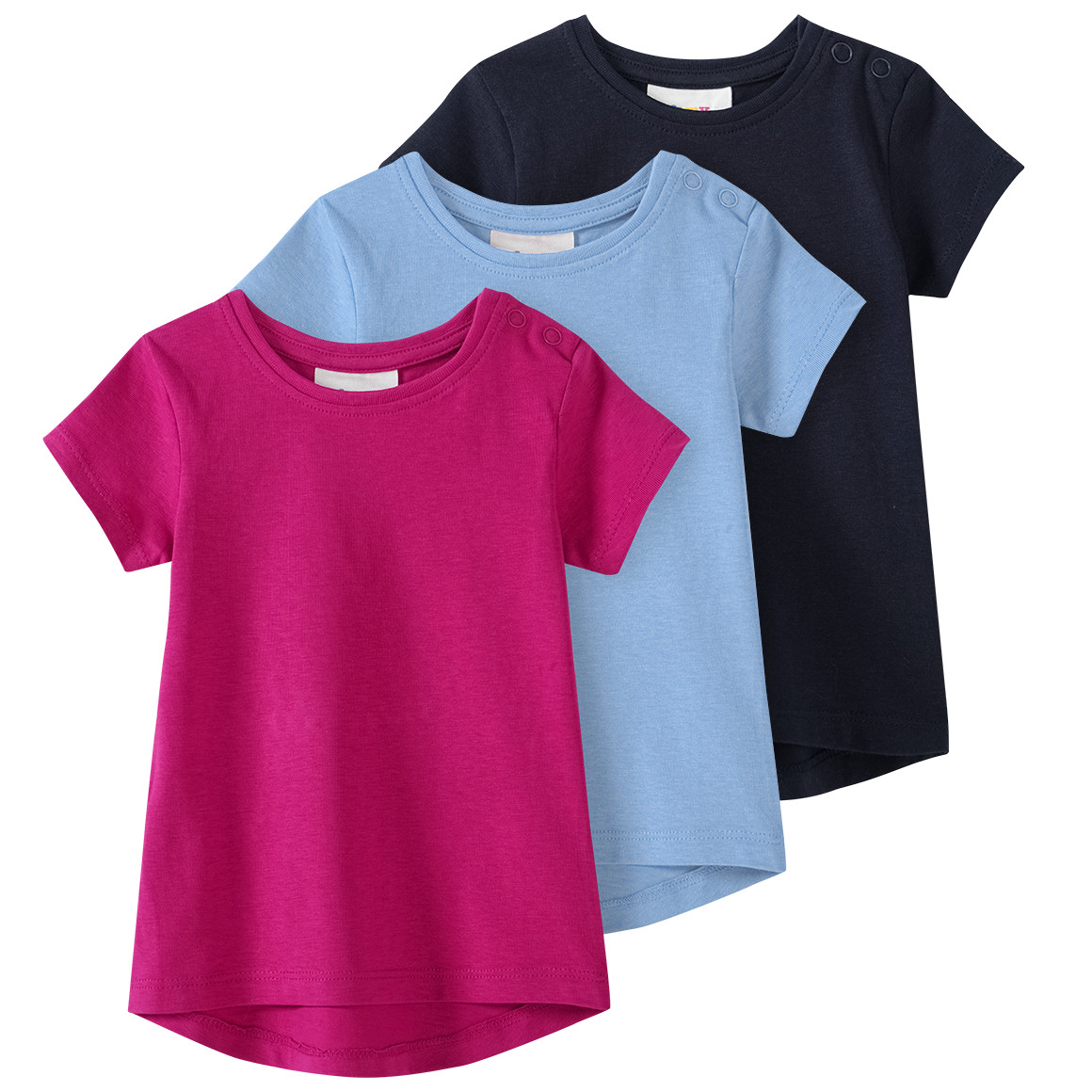 Famy 3 Baby T-Shirts unifarben dunkelblau / beere / blau