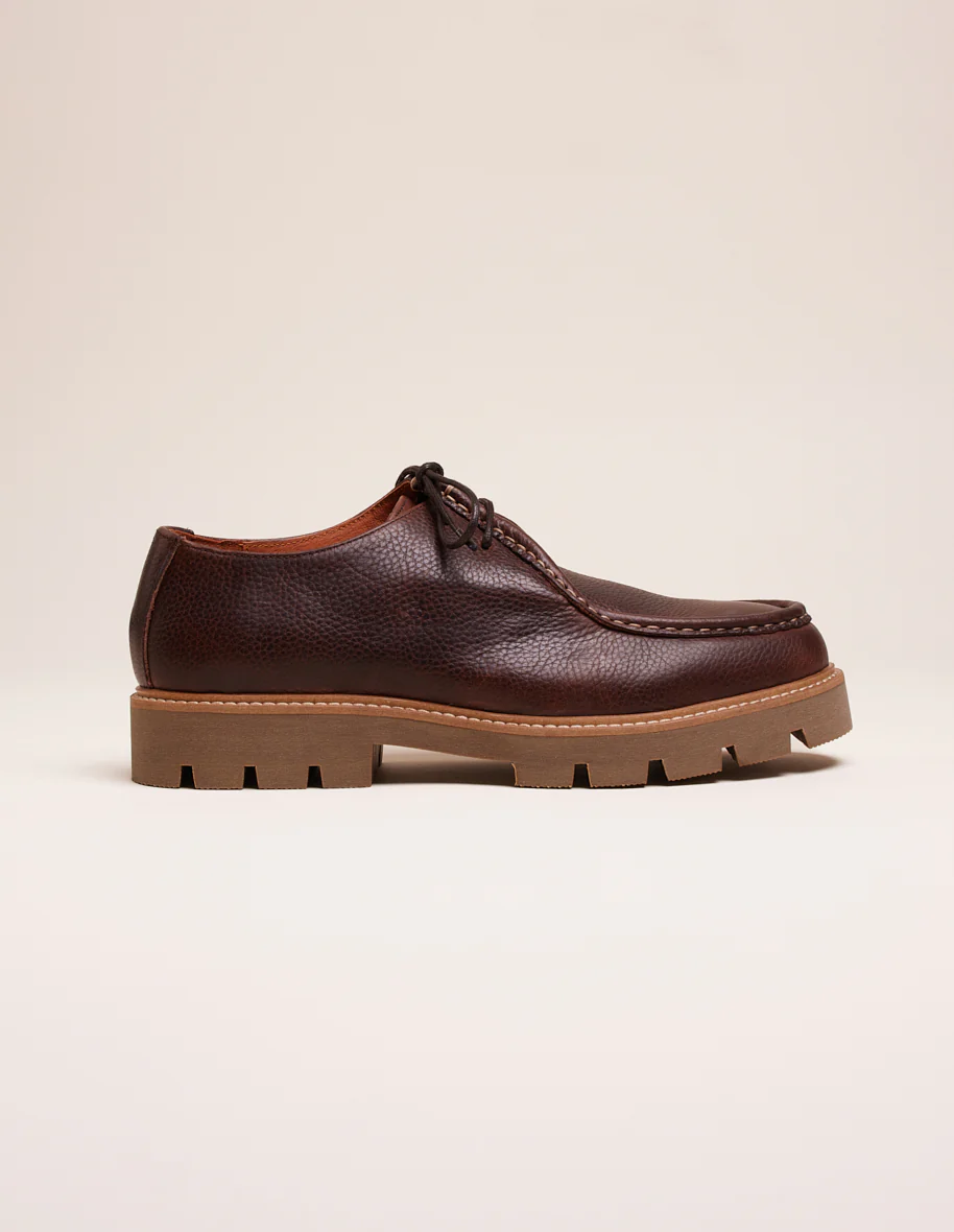 Derbies Gontran - Cuir pull up grainé marron