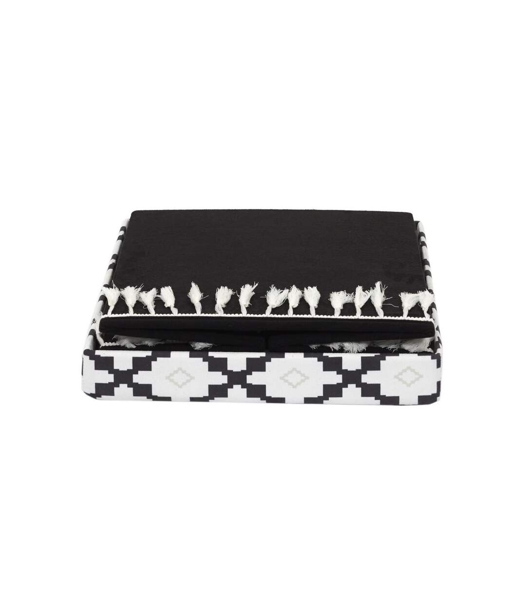 Paris Prix - Pouf Pliable & Coffre mirage 38cm Noir & Blanc