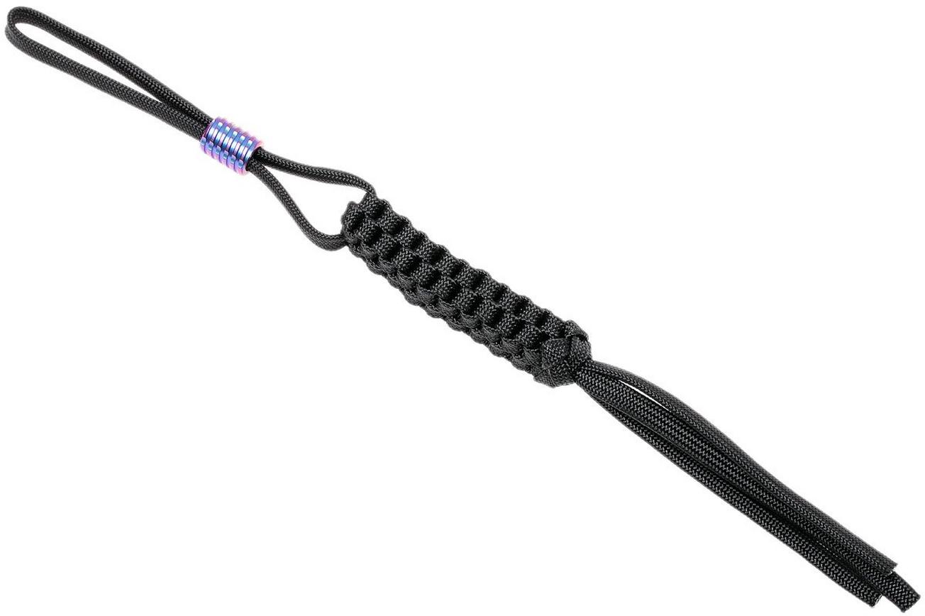 WE Knife A-01B paracord lanyard met titanium bead, zwart