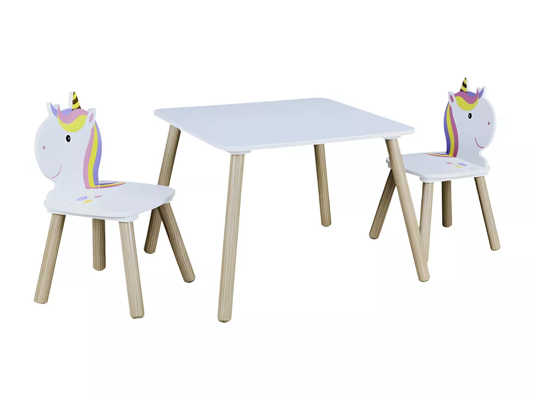 UNICORN - Ensemble Table et 2 Chaises Enfant Motif Licorne