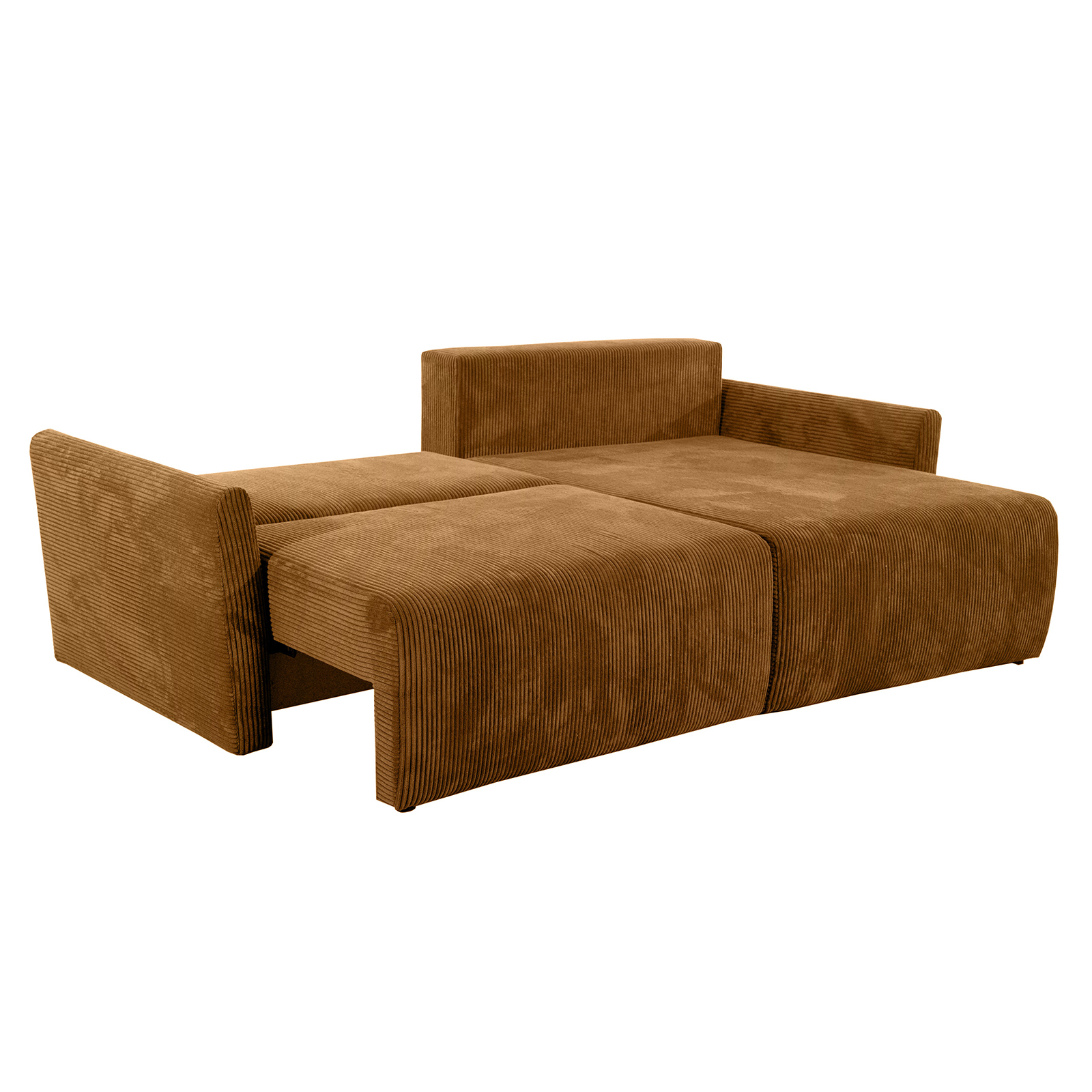 Ecksofa - gold - Liegefunktion und Bettkasten