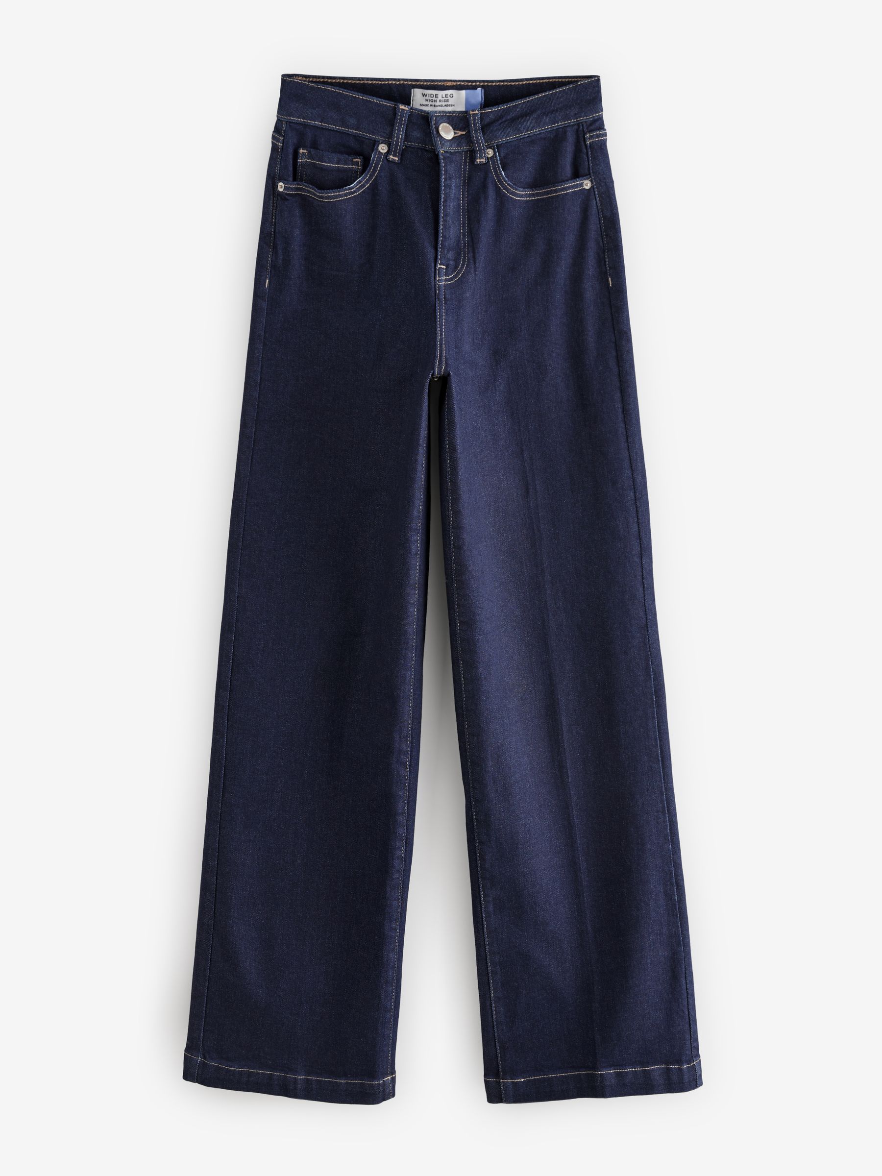 Blauw met wassing - Jeans met zandloperpasvorm en wijde pijpen