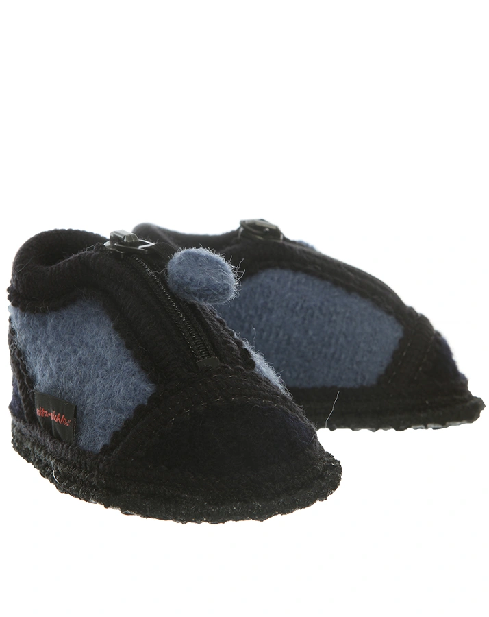Schurwoll-Hausschuhe MINI in blau