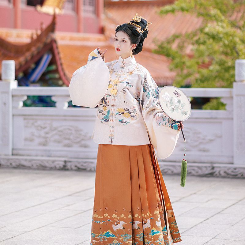 Keiko Girl - Geplooide maxi-A-lijn rok / Hanfu-top met lange mouwen (verschillende ontwerpen)
