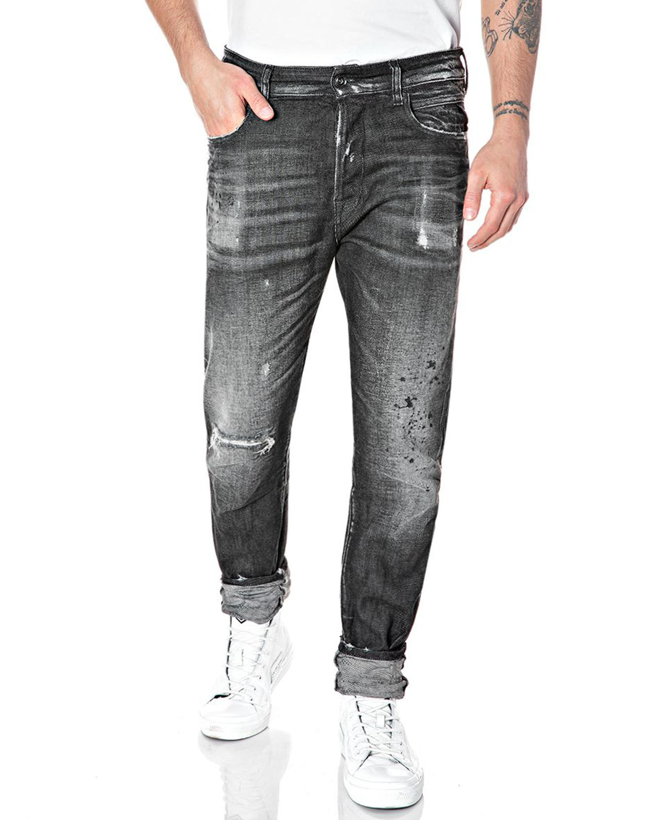 Replay Jean Tapered Tinmar noir délavé