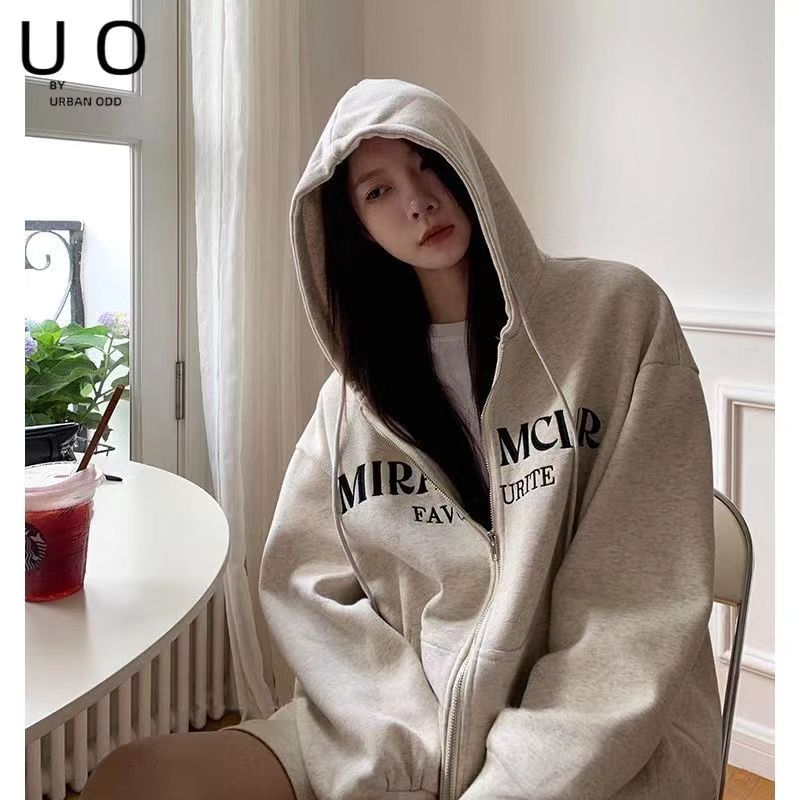 Everose - Hoodie met rits en letters