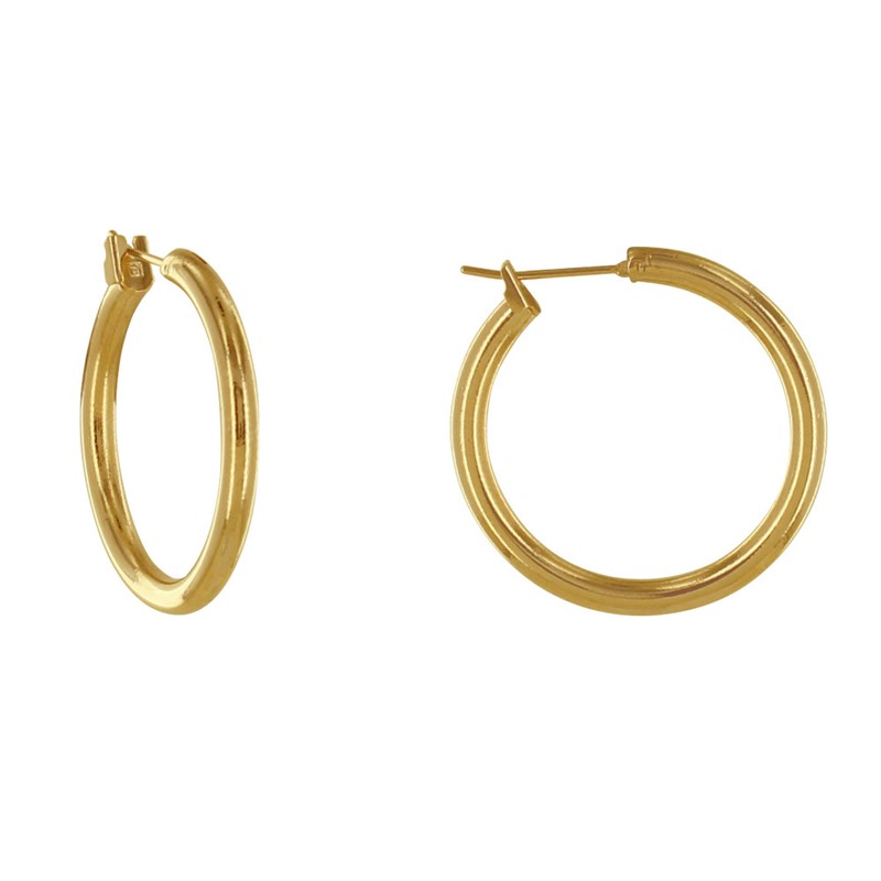 Boucles d'Oreilles Plaqué Or Créoles Rondes 3cm
