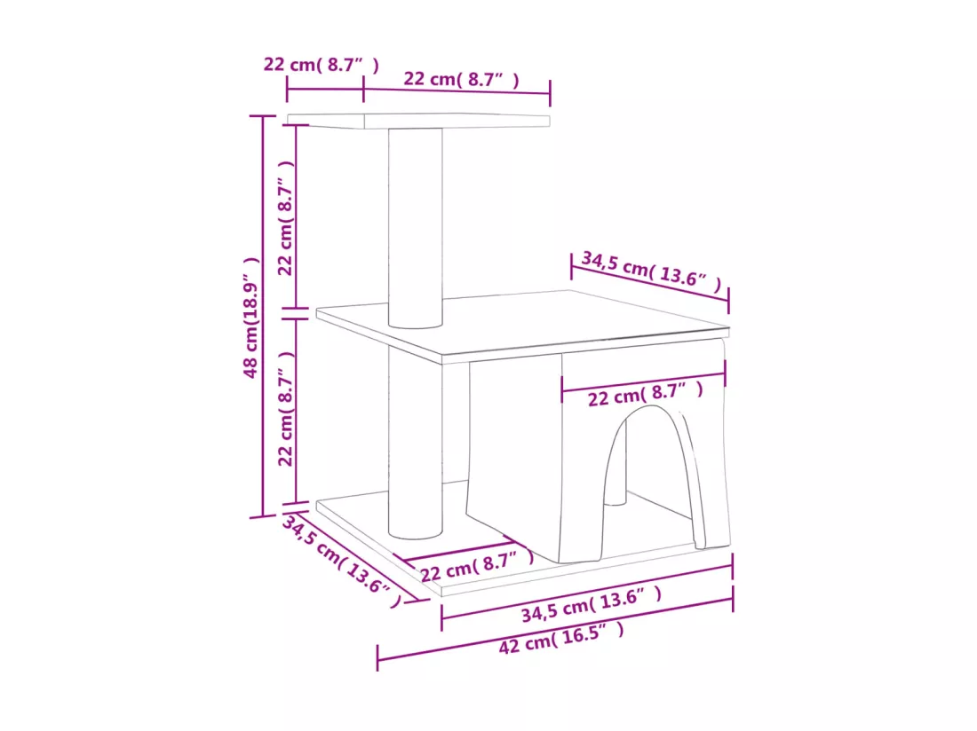 Arbre à chat avec griffoirs en sisal gris clair 48 cm
