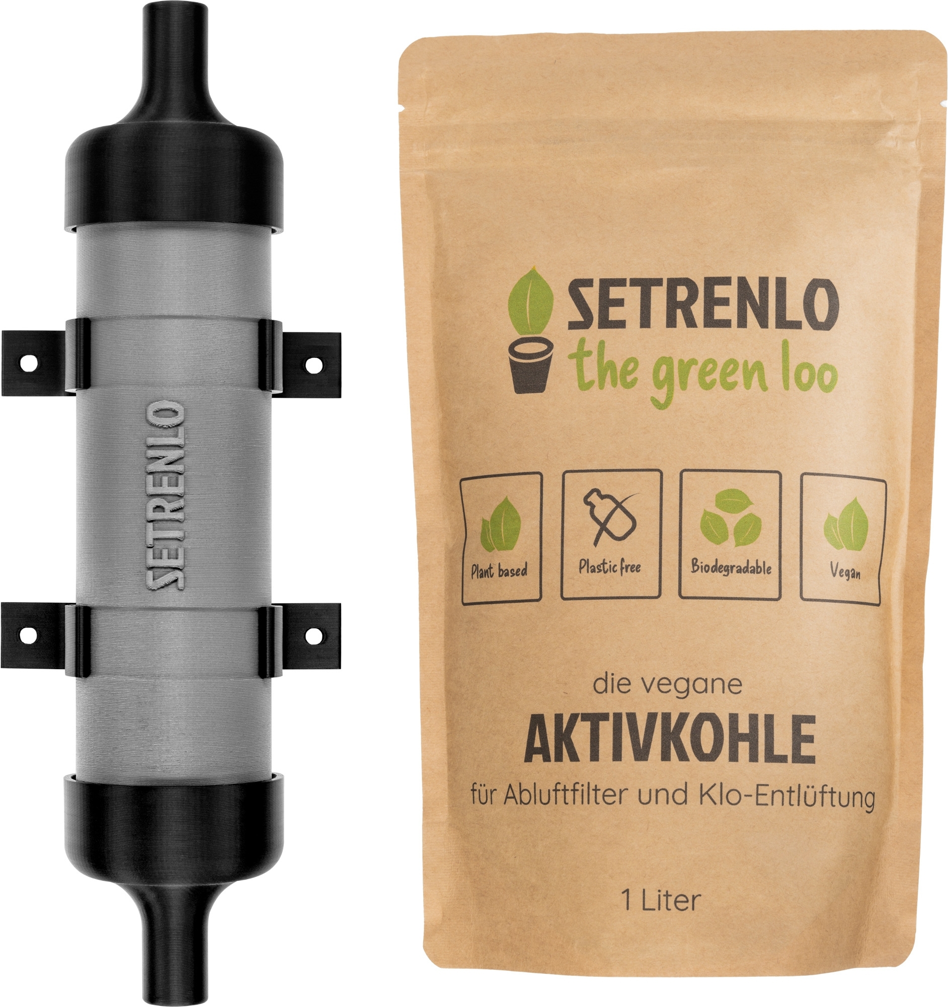 Setrenlo Abluftfilter mit Aktivkohle für Urin-/Fäkalien-/Abwassertank mit 16 mm Anschluss Lüftungsschlauch