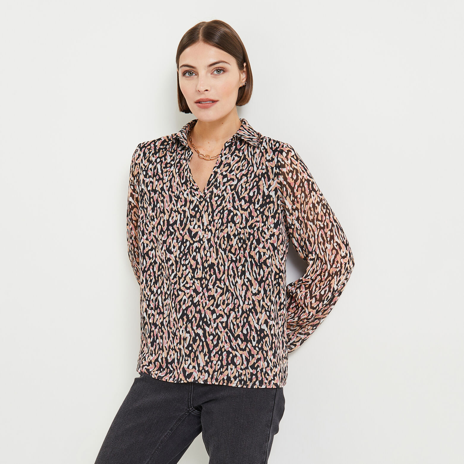 Blouse voile imprimée femme