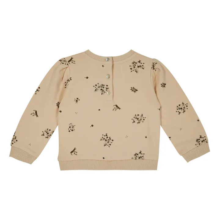 Emile et Ida Sweat Coton Bio Fleuri | Ecru