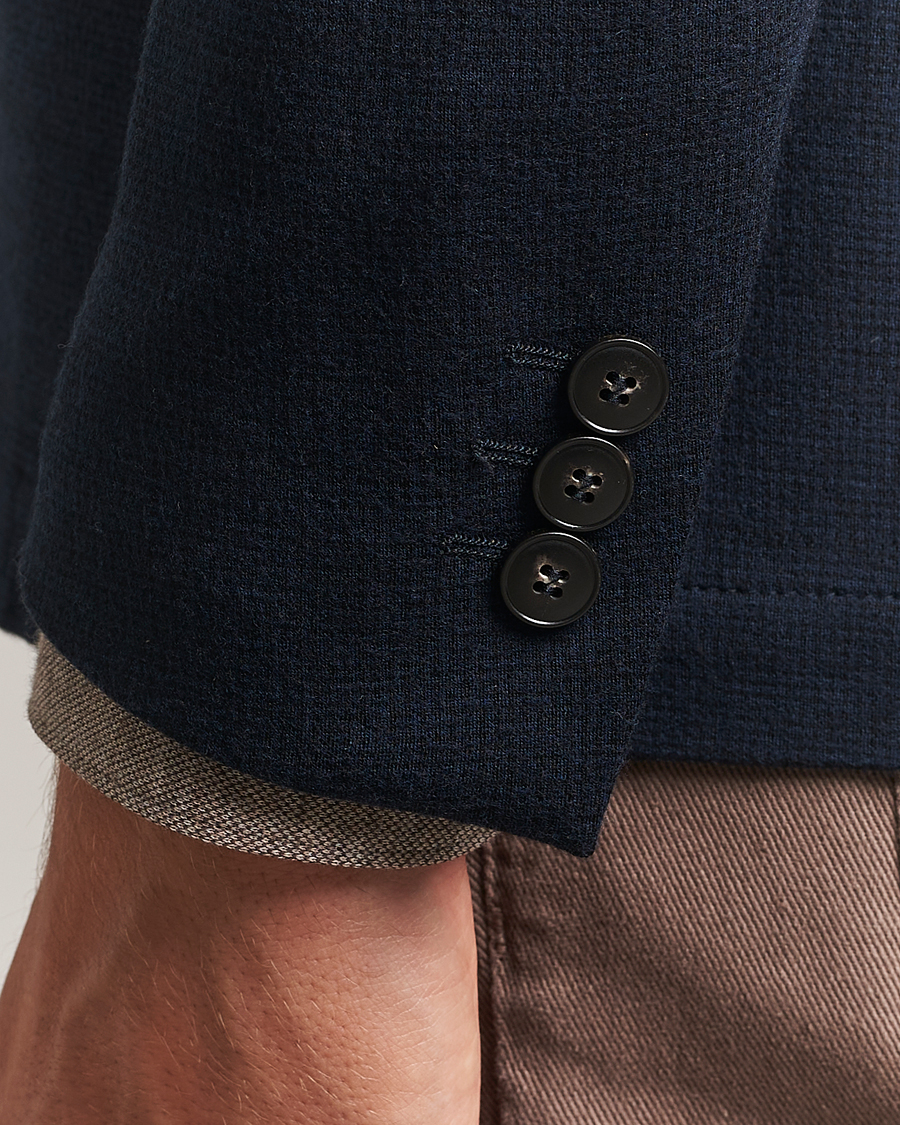 Canali Wool Houndstooth Jersey Blazer Navy