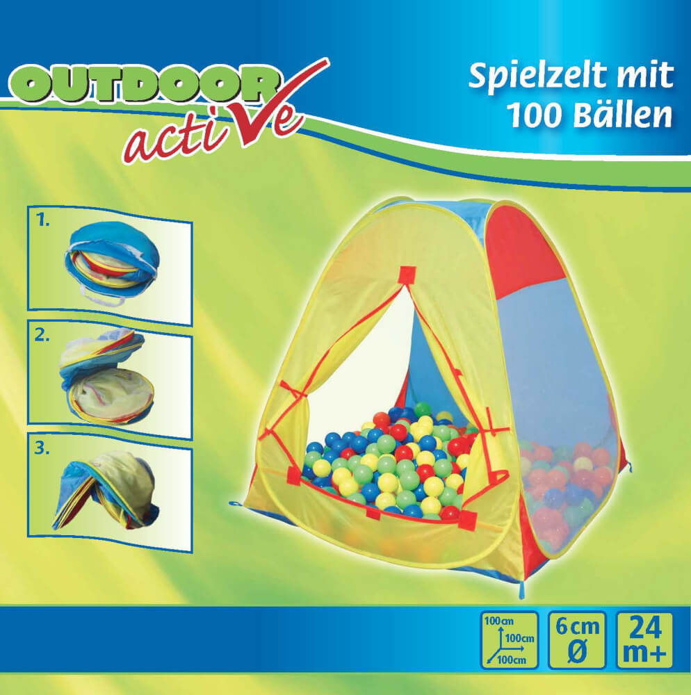 Outdoor active Zelt mit 100 Bällen, 100-teilig, ca. 37x37x21 cm, ab 24 Monaten