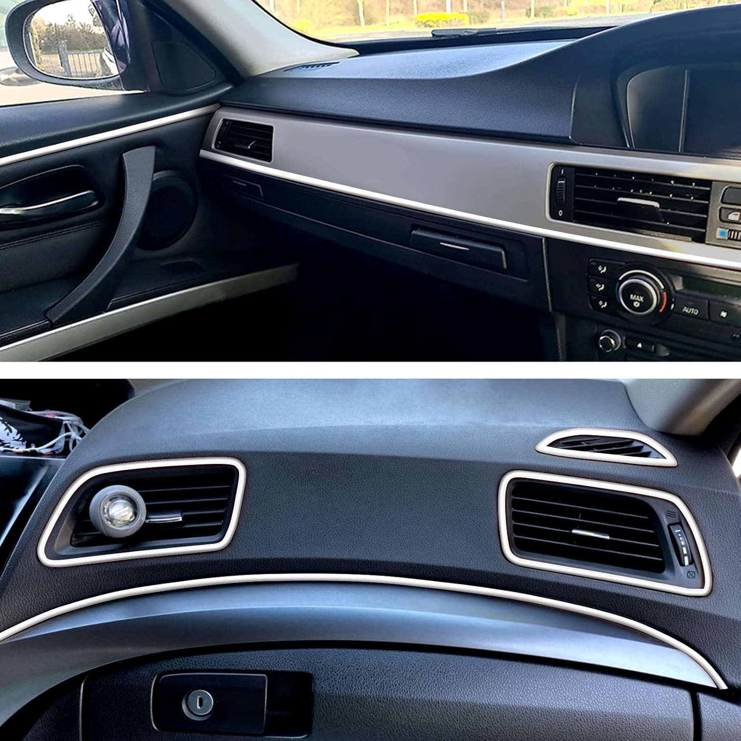(3m) Auto KFZ Zierleiste Innenraum Dekoration Accessoire Streifen - Chrom (Silber)