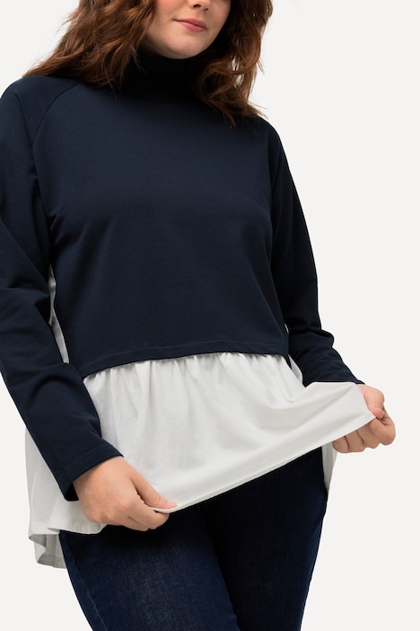 Sweatshirt, Lagenoptik, Stehkragen, Langarm, Biobaumwolle