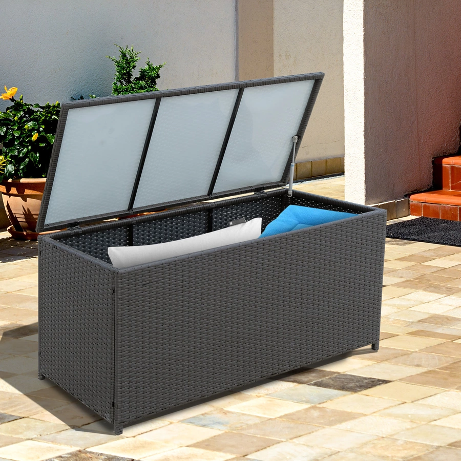 Outsunny Polyrattan Auflagenbox dunkelbraun