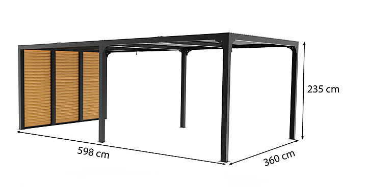 Pergola bioclimatique aluminium XXL 21,52m² gris - Habrita