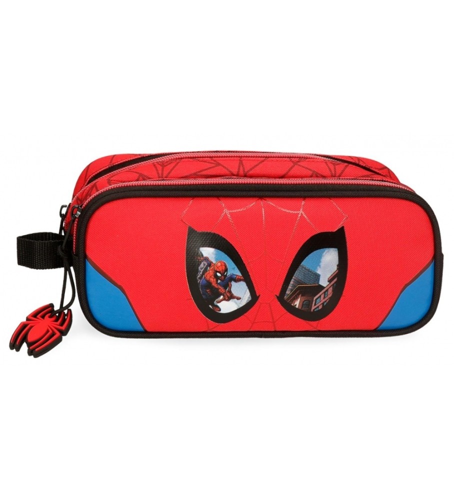 Estojo protetor para lápis do Homem-Aranha da Disney com dois compartimentos, vermelho - 23x9x7cm -