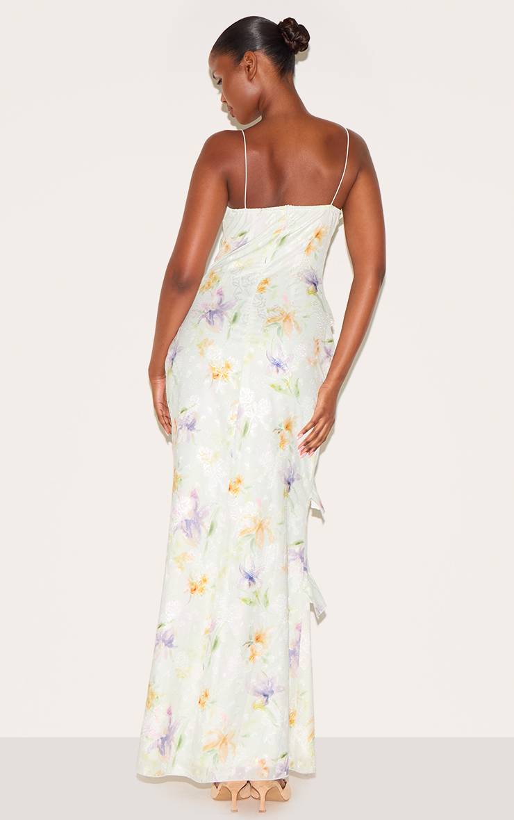 Multicolore Robe Longue À Volants Brodés De Fleurs