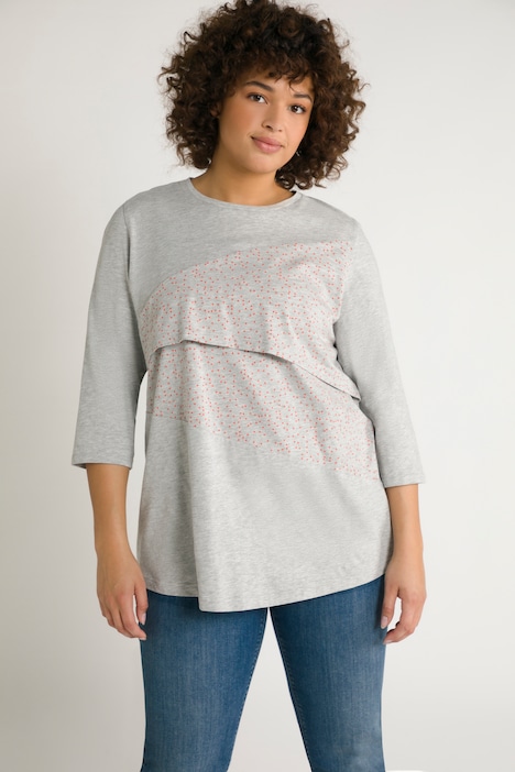 Bellieva-Shirt, Stillfunktion, A-Linie, Punkte, 3/4-Arm
