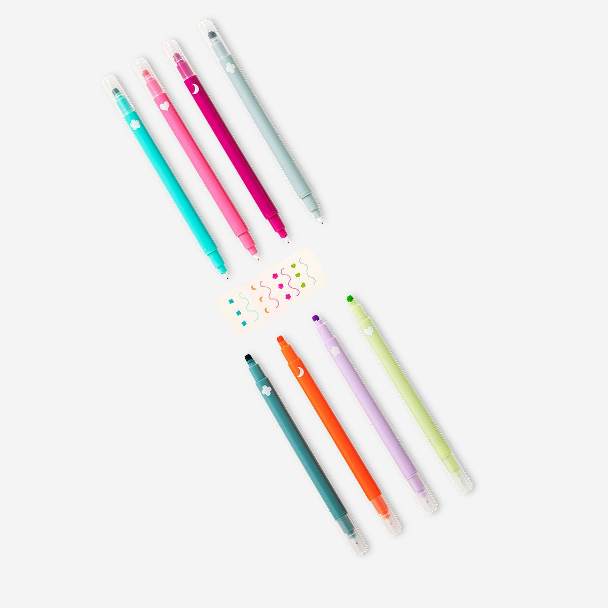 Dobbelt spids Tuscher med fineliners og stempler - 12 stk