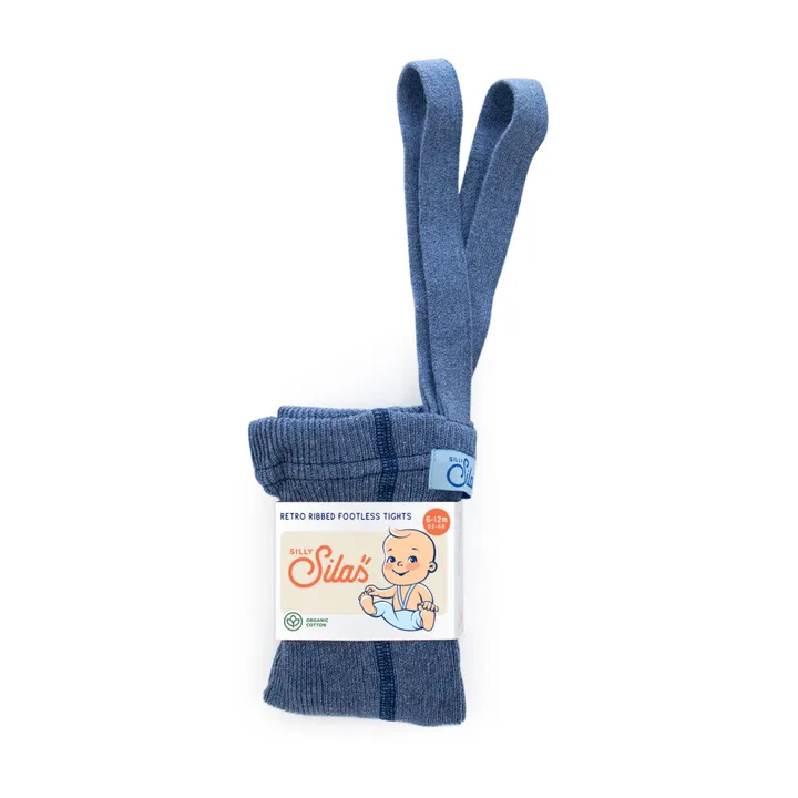 Silly Silas Collants à Bretelles Coton Bio Sans Pieds | Bleu azur