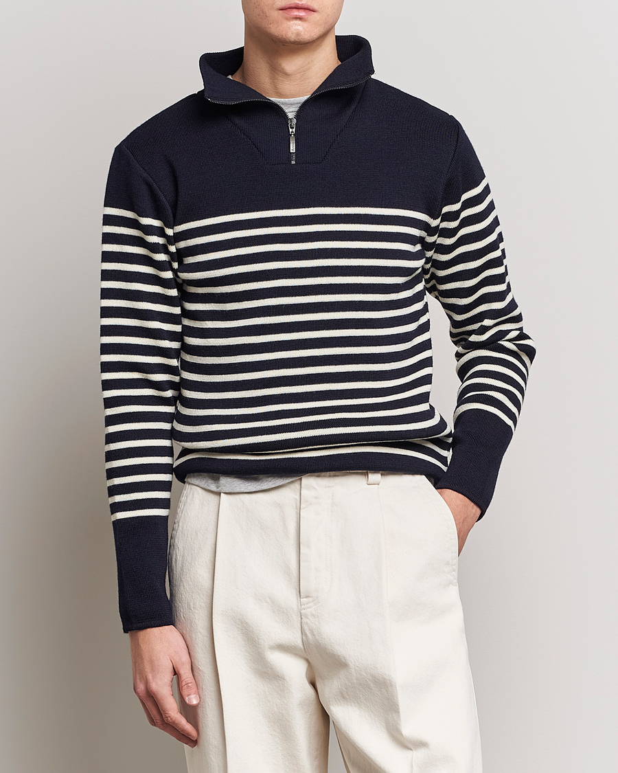 Armor-lux Camionneur Héritage Striped Half Zip Navy/Nature