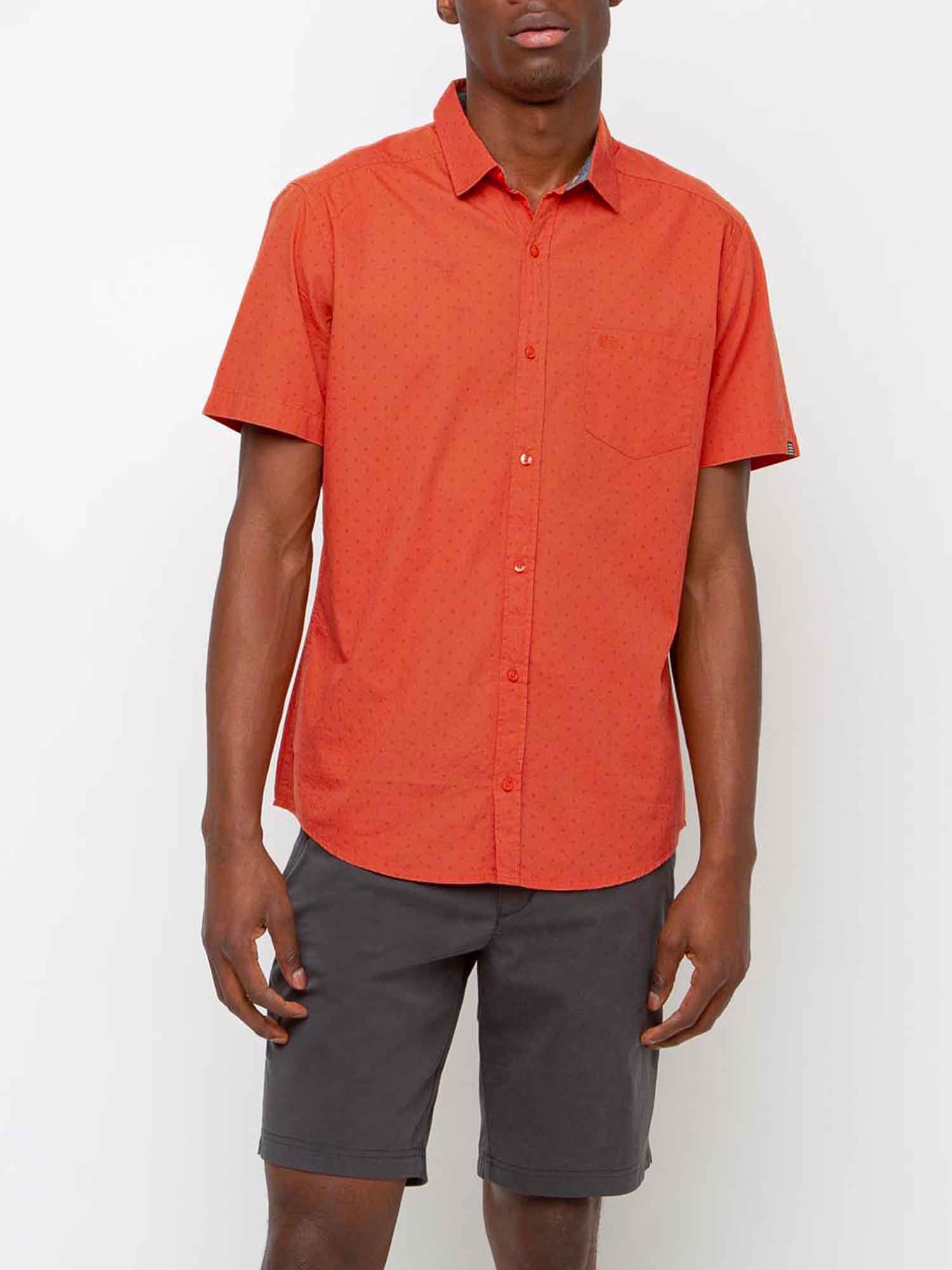 Chemise Homme Manches Courtes Micro Motif Sienne