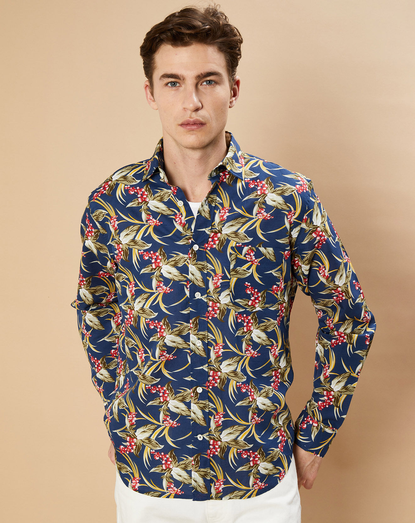 Hartford Chemise en Coton & Lin Regular Paul marine