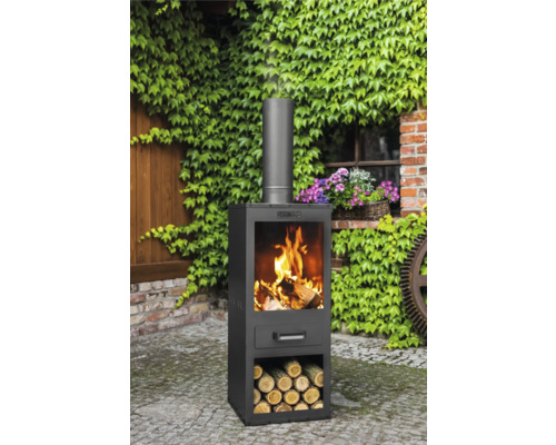 Grill open haard houtskoolgrill Rosa Cook King 40 x 150 cm zwart