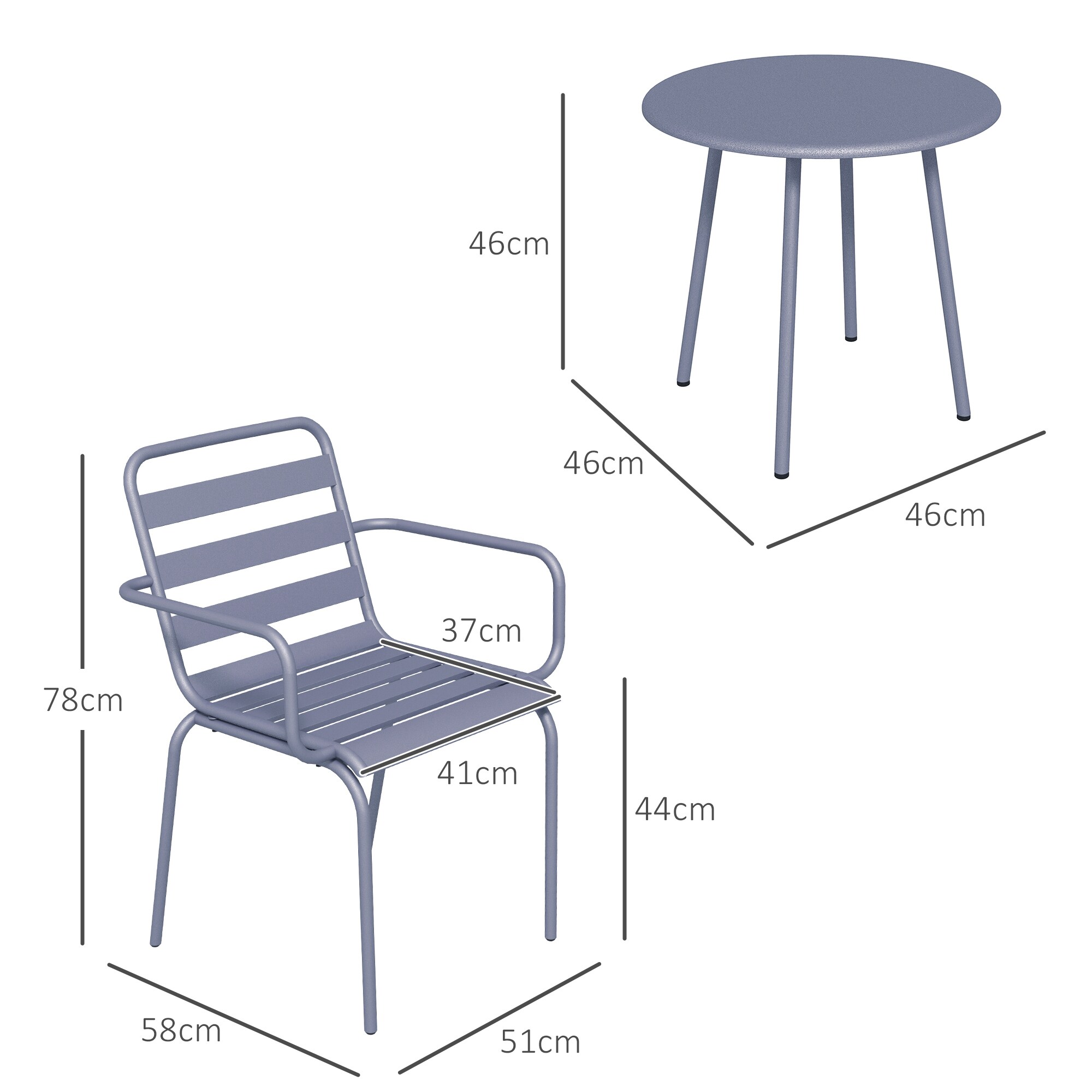 Outsunny Gartenmöbel-Set mit 2 Stühlen grün 51L x 58B x 78H cm