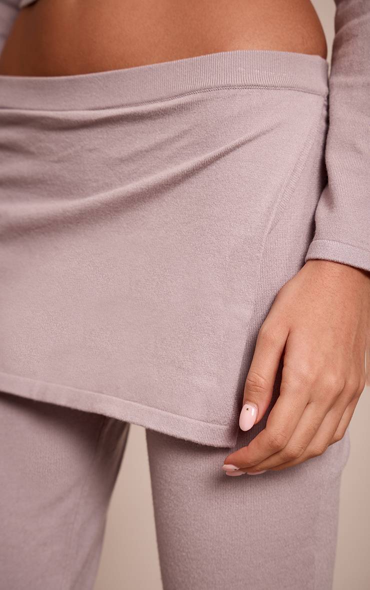 Gris Pantalon Large En Maille Fine Avec Détails Superposés