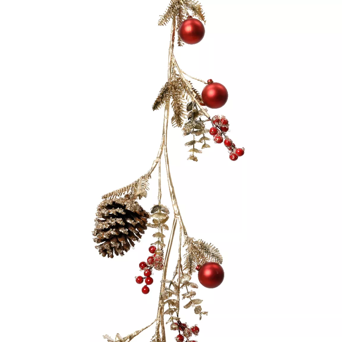 Guirlande pommes de pin et baies (120 cm) Noël givré doré
