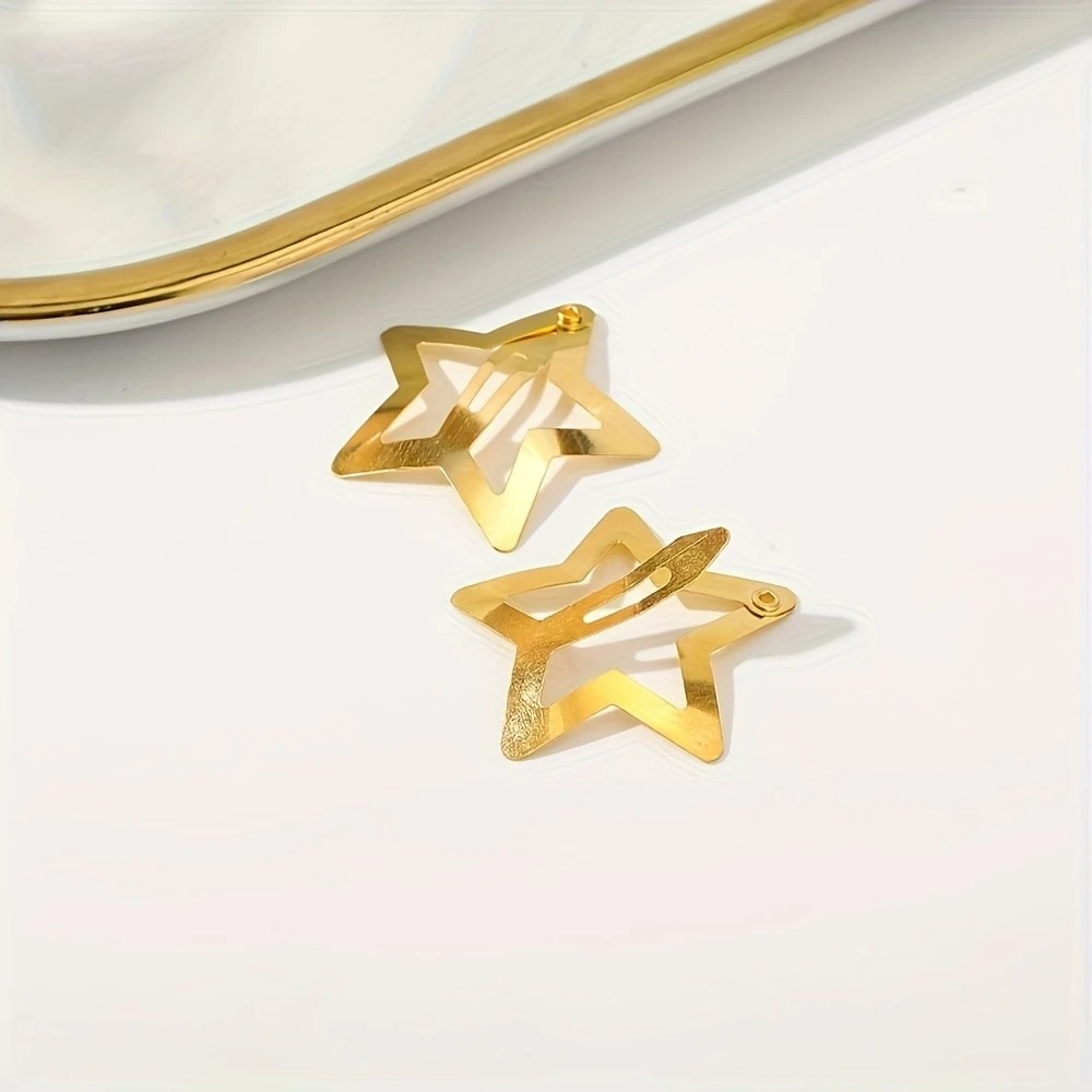 (10er Set) Haarspangen Metall Klammern Clips Haarschmuck Stern - Gold