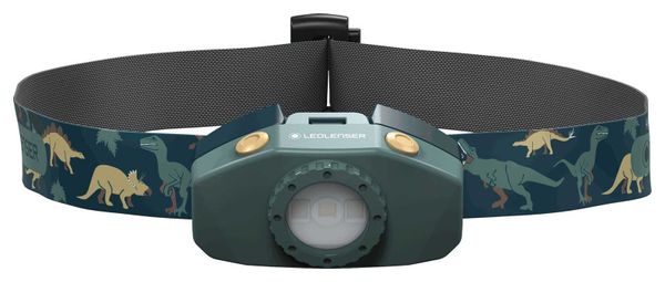 Lampe Frontale LED pour enfant KIDLED2 motif Dinosaure | Version piles | 40 Lumens | 20h d'autonomie | 9m de distance d'éclairage | LEDLENSER