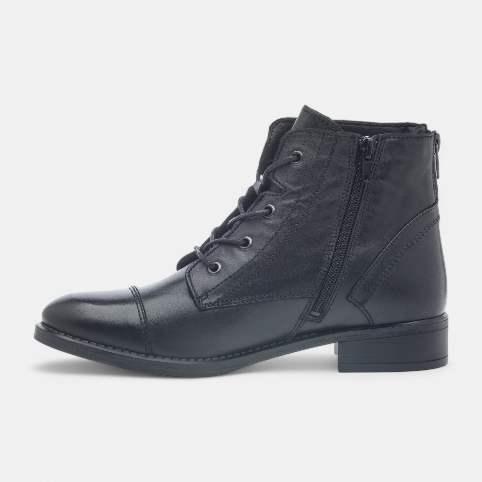 Bottines à lacets Femme en cuir noir
