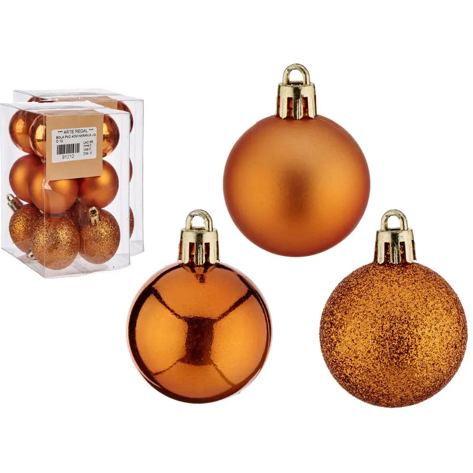 Krist  kerstballen - 12x stuks - oranje - kunststof - 4 cm