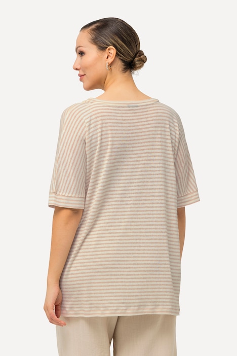 T-Shirt, Streifen, Oversized, Rundhals, Halbarm