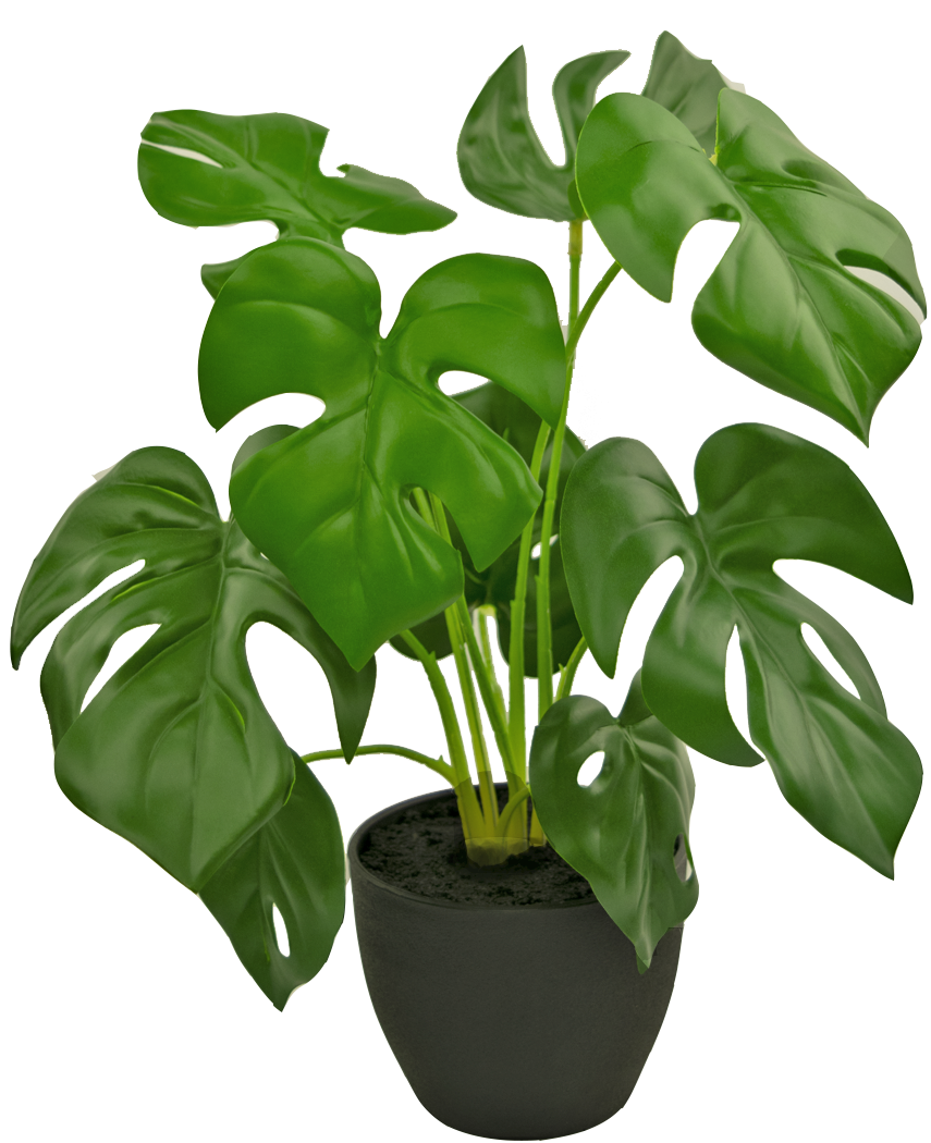 Kunst Monstera 40 cm in decoratieve zwarte pot