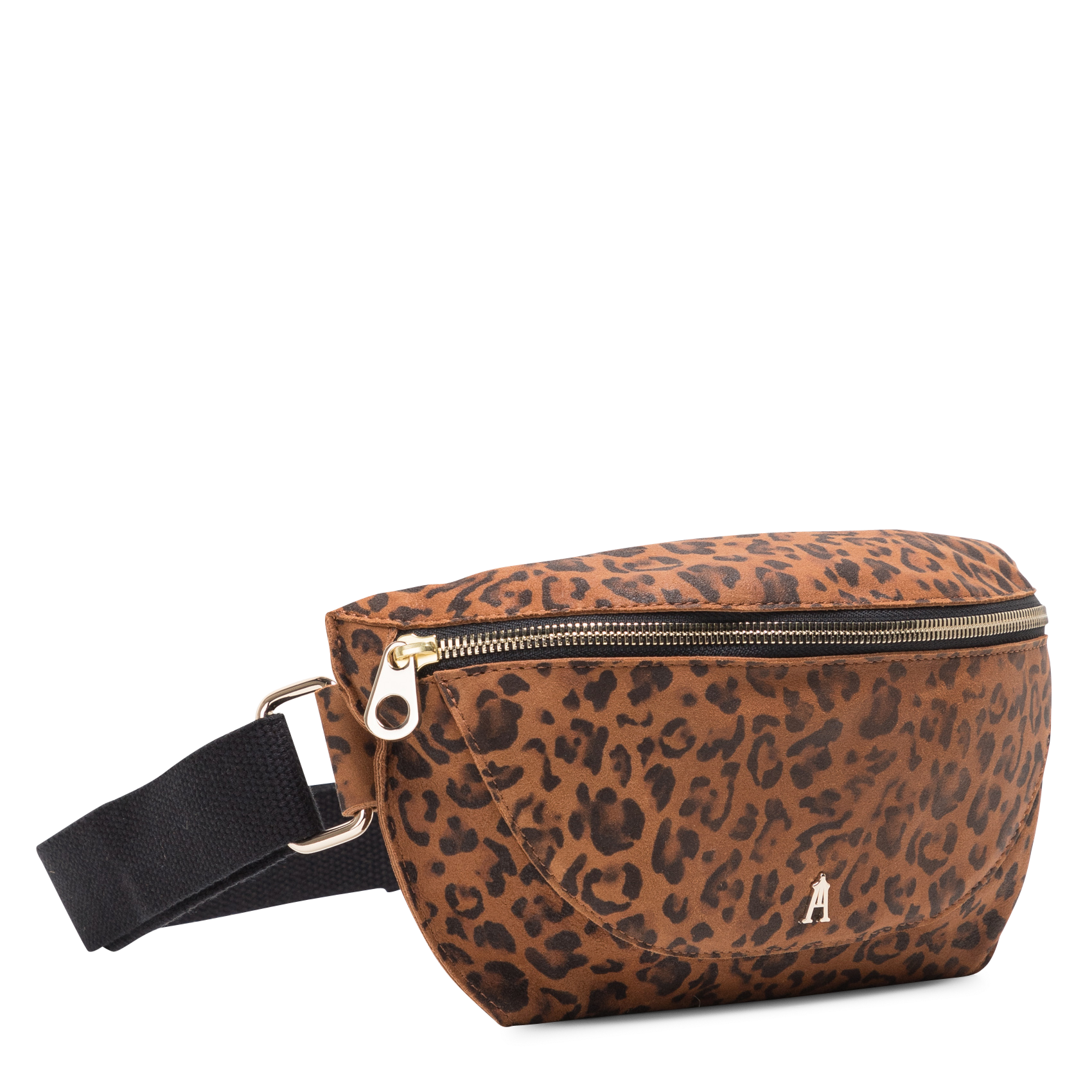 SMILE - Sac banane en cuir à motif léopard | Marron