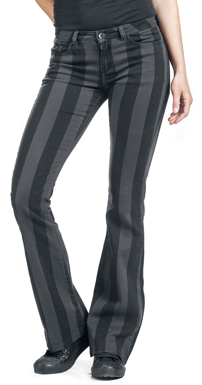 Pantalon Rayé Grace Noir/Gris | Gothicana by EMP Pantalon en toile